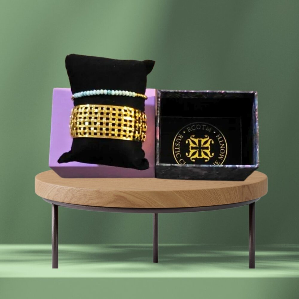 Metal and Bead Cuff Set